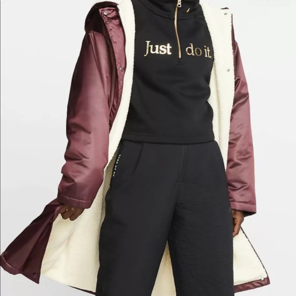 Nike Sportswear Sport Pack Synthetic Fill Faux Shearling Lined Parka Maroon XL - Picture 3 of 8